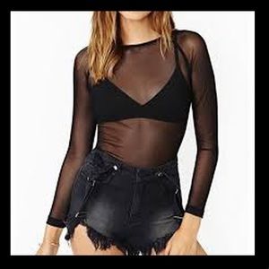 Sheer mesh long sleeve